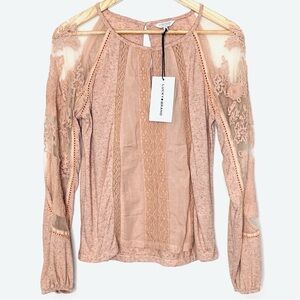 Lucky Brand Women's Rose Pink Lace Top | Medium | NWT